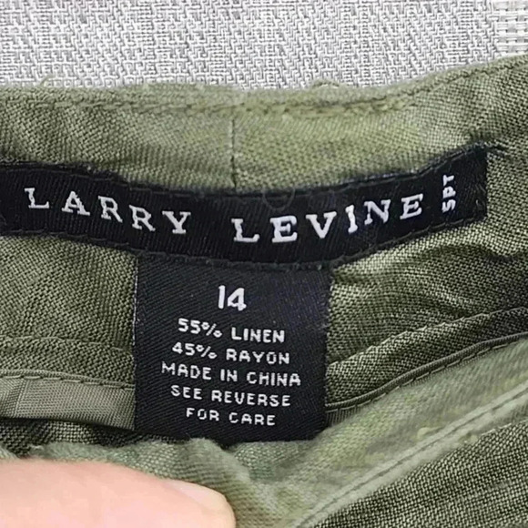 Larry Levine Linen Blend Green Capri Pants Women's 14 - Picture 5 of 7